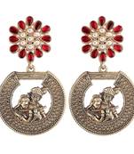 Maroon kundan Yellow Gold Alloy Earrings