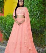 Pink New Designer Wedding Wear Heavy Embroidery Work Lehengas With Dupatta