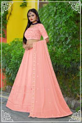 Pink New Designer Wedding Wear Heavy Embroidery Work Lehengas With Dupatta 2