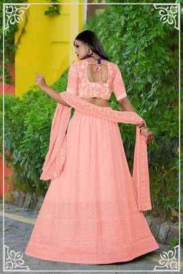 Pink New Designer Wedding Wear Heavy Embroidery Work Lehengas With Dupatta 3