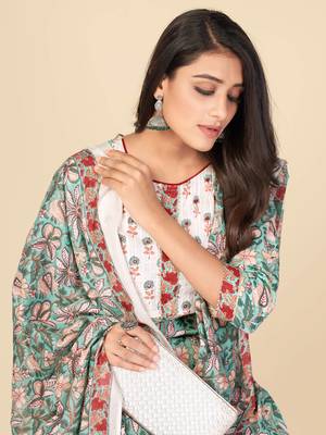 blue Cotton Printed stitched   Kurta    Pant with dupatta 6