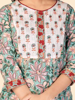blue Cotton Printed stitched   Kurta    Pant with dupatta 7