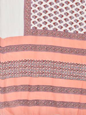Peach Cotton Printed stitched   Kurta    Pant with dupatta 9