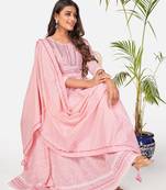 Pink Cotton Printed stitched   Kurta    Pant with dupatta