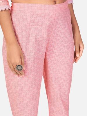 Pink Cotton Printed stitched   Kurta    Pant with dupatta 8