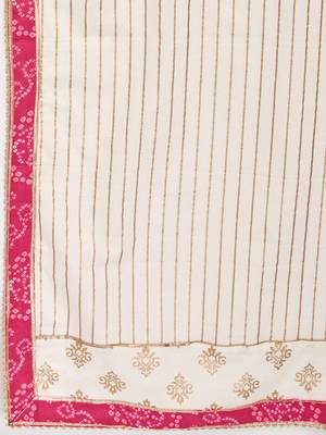 Beige Cotton Printed stitched   Kurta    Pant with dupatta 8