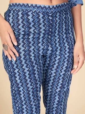 blue Cotton Printed stitched   Kurta    Pant with dupatta 8