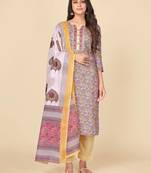 Pink Cotton Printed stitched   Kurta    Pant with dupatta