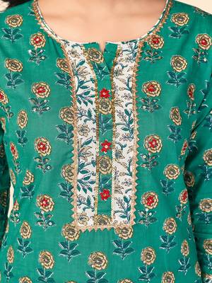 blue Cotton Printed stitched   Kurta    Pant with dupatta 6