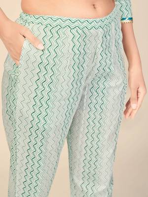Green Cotton Printed stitched   Kurta    Pant with dupatta 7