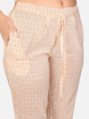 Peach Cotton Printed stitched   Kurta    Pant with dupatta 8