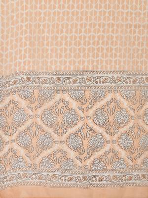 Peach Cotton Printed stitched   Kurta    Pant with dupatta 9