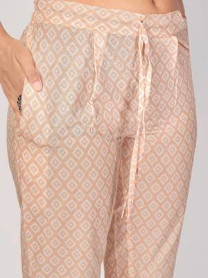 Peach Cotton Printed stitched   Kurta    Pant with dupatta 7