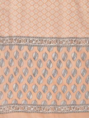 Peach Cotton Printed stitched   Kurta    Pant with dupatta 8
