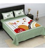 Multicolour Cotton  Printed King Size Double Bed Sheets With Pillow Cover