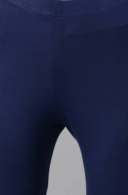 Janasya Navy-blue plain viscose leggings 5
