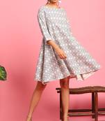 Cream printed cotton short dresses