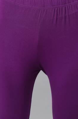 Janasya Purple plain viscose leggings 5