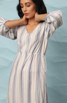 Janasya White woven viscose rayon maxi dresses 5