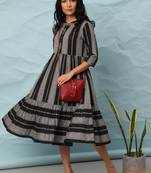Black woven cotton long dresses