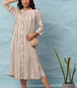 Janasya Multicolor woven viscose rayon long dresses