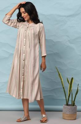 Janasya Multicolor woven viscose rayon long dresses 2
