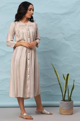 Janasya Multicolor woven viscose rayon long dresses 3