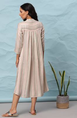Janasya Multicolor woven viscose rayon long dresses 4