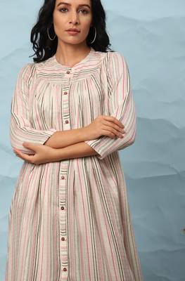 Janasya Multicolor woven viscose rayon long dresses 5