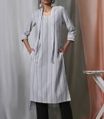 Janasya White woven cotton kurta