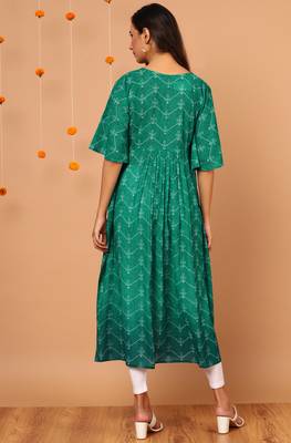 Green printed georgette kurtas-and-kurtis 3