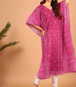 Pink printed georgette kurtas-and-kurtis