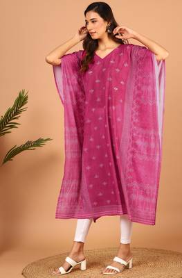 Pink printed georgette kurtas-and-kurtis 2