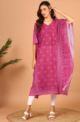 Pink printed georgette kurtas-and-kurtis 3