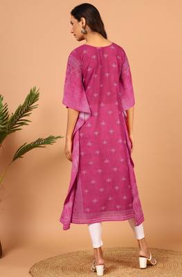Pink printed georgette kurtas-and-kurtis 4