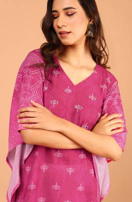 Pink printed georgette kurtas-and-kurtis 5