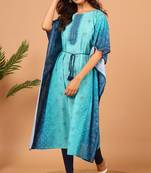 Blue printed georgette kurta