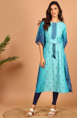 Blue printed georgette kurta 2