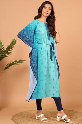 Blue printed georgette kurta 3