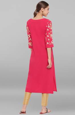 Janasya Pink printed crepe kurta 3