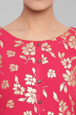 Janasya Pink printed crepe kurta 4