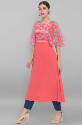 Coral printed crepe kurtas-and-kurtis 2