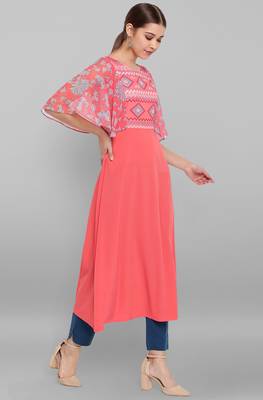 Coral printed crepe kurtas-and-kurtis 3