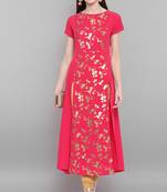 Janasya Pink printed crepe kurta