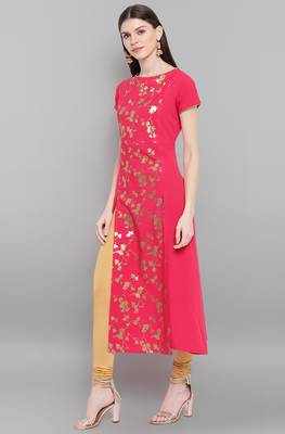Janasya Pink printed crepe kurta 2