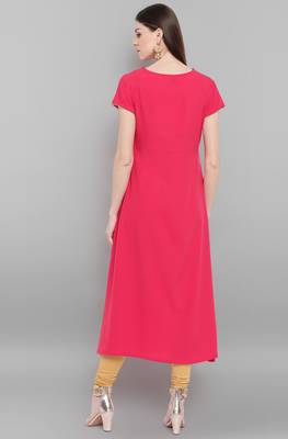 Janasya Pink printed crepe kurta 4
