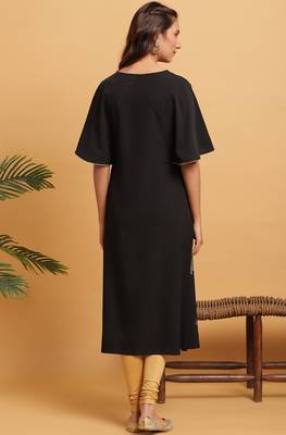 Janasya Black printed crepe kurta 3