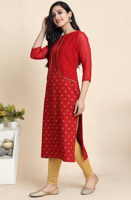 Maroon printed crepe kurta 2