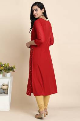 Maroon printed crepe kurta 3