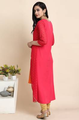 Orange printed crepe kurta 3